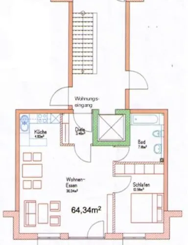 In Ruhiger Lage, 2 Zimmer, 64 Qm דירה *